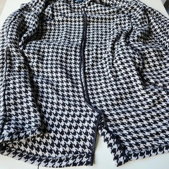 AliceBlue Houndstooth Black Ivory Woven Double-Breasted Blazer Jacket Unlined XL - Picture 11 of 15
